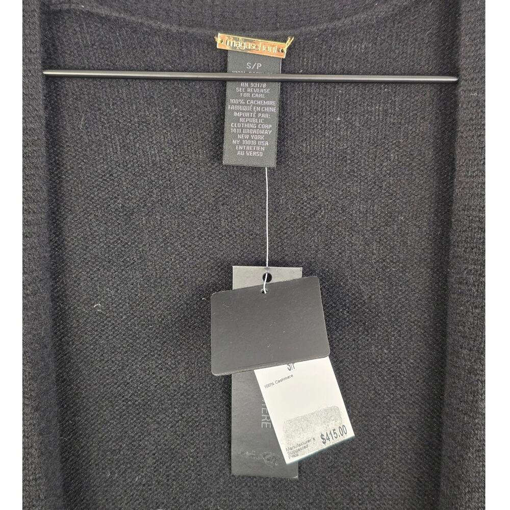Magaschoni 100% Cashmere Black Long Duster Cardigan Sweater Sz S - Picture 4 of 4